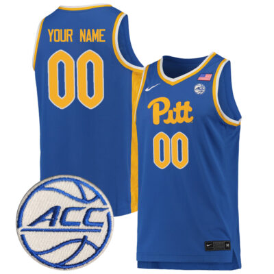 Custom Pittsburgh Panthers Basketball Royal Game Jersey w/ ACC Patch - All Stitched