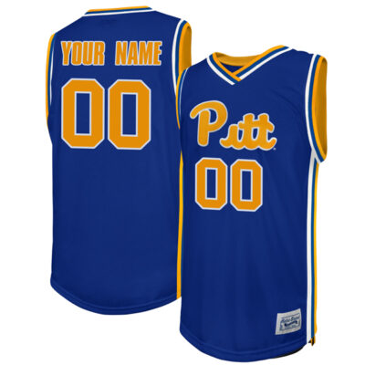 Custom Pittsburgh Panthers Basketball Royal Throwback Jersey - All Stitched