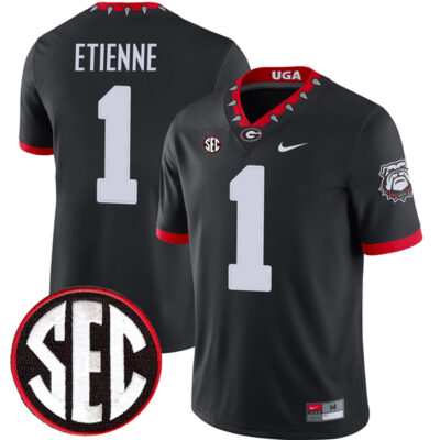 Trevor Etienne Georgia Bulldogs Football Black 1980 Throwback Jersey w/ SEC Patch - All Stitched