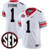 Trevor Etienne Georgia Bulldogs Football White 40th NC Anniversary Jersey w/ SEC Patch - All Stitched