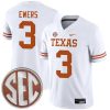 Quinn Ewers Texas Longhorns Football White Away Game Jersey - All Stitched w/ SEC Patch
