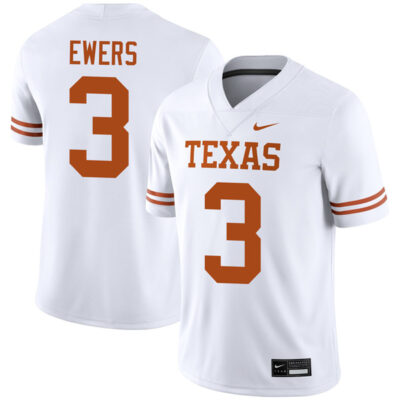 Quinn Ewers Texas Longhorns Football White Away Game Jersey - All Stitched