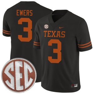 Quinn Ewers Texas Longhorns Football Black Alternate Game Jersey - All Stitched w/ SEC Patch