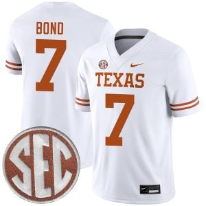 Isaiah Bond Texas Longhorns Football White Away Game Jersey - All Stitched w/ SEC Patch