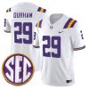 Caden Durham LSU Tigers Football White Vapor F.U.S.E Limited Jersey w/ SEC Patch - All Stitched