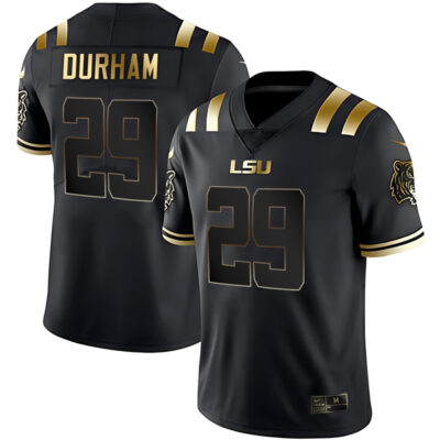 Caden Durham LSU Tigers Football Black Gold Jersey - All Stitched