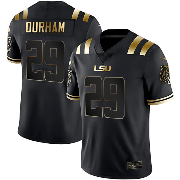 Caden Durham LSU Tigers Football Black Gold Jersey - All Stitched