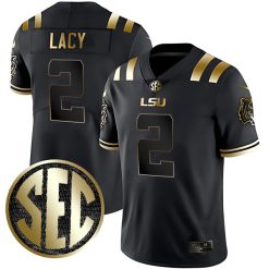 Kyren Lacy LSU Tigers Football Black Gold Jersey w/ SEC Patch - All Stitched
