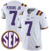 Harold Perkins Jr LSU Tigers Football White Away Jersey w/ SEC Patch - All Stitched