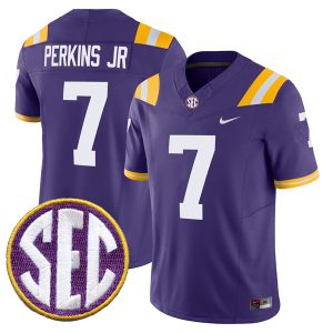Harold Perkins Jr LSU Tigers Football Purple Vapor F.U.S.E Limited Jersey w/ SEC Patch - All Stitched