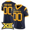 Custom West Virginia Mountaineers Football Navy Game Jersey w/ XII Patch - All Stitched