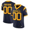 Custom West Virginia Mountaineers Football Navy Game Jersey - All Stitched