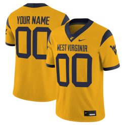Custom West Virginia Mountaineers Football Gold Game Jersey - All Stitched