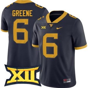 Garrett Greene West Virginia Mountaineers Football Navy Alumni Jersey w/ XII Patch - All Stitched
