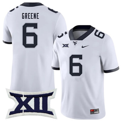 Garrett Greene West Virginia Mountaineers Football White Alumni Jersey w/ XII Patch - All Stitched