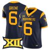 Garrett Greene West Virginia Mountaineers Football Navy Game Jersey w/ XII Patch - All Stitched