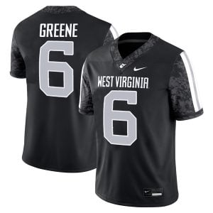 Garrett Greene West Virginia Mountaineers Football Black Game Jersey - All Stitched