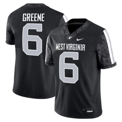 Garrett Greene West Virginia Mountaineers Football Black Game Jersey - All Stitched