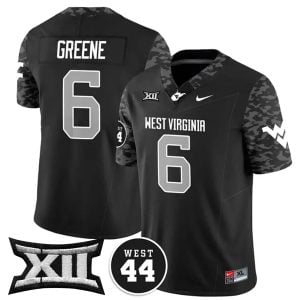 Garrett Greene West Virginia Mountaineers Football Black Vapor F.U.S.E Limited Jersey w/ XII Patch - All Stitched