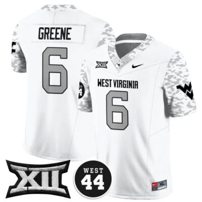 Garrett Greene West Virginia Mountaineers Football White Vapor F.U.S.E Limited Jersey w/ XII Patch - All Stitched