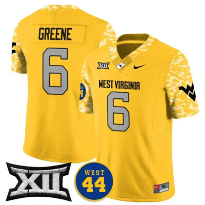 Garrett Greene West Virginia Mountaineers Football Gold Vapor F.U.S.E Limited Jersey w/ XII Patch - All Stitched