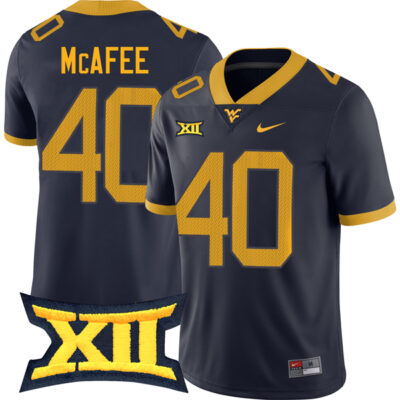 Pat McAfee West Virginia Mountaineers Football Navy Alumni Jersey w/ XII Patch - All Stitched