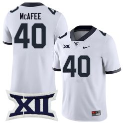 Pat McAfee West Virginia Mountaineers Football White Alumni Jersey w/ XII Patch - All Stitched