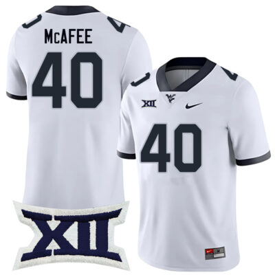 Pat McAfee West Virginia Mountaineers Football White Alumni Jersey w/ XII Patch - All Stitched