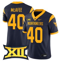 Pat McAfee West Virginia Mountaineers Football Navy Game Jersey w/ XII Patch - All Stitched