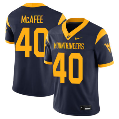 Pat McAfee West Virginia Mountaineers Football Navy Game Jersey - All Stitched