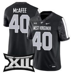 Pat McAfee West Virginia Mountaineers Football Black Game Jersey w/ XII Patch - All Stitched