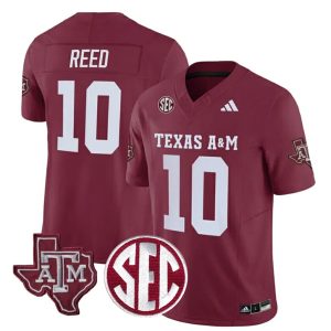 Marcel Reed Texas A&M Aggies Football Maroon Home Jersey - All Stitched