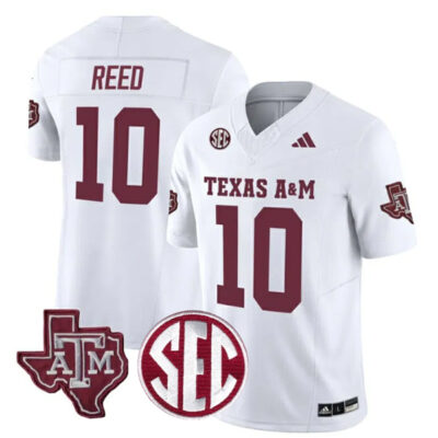 Marcel Reed Texas A&M Aggies Football White Away Jersey - All Stitched