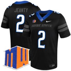 Ashton Jeanty Boise State Broncos Football Black Alternate Jersey w/ MWC Patch - All Stitched