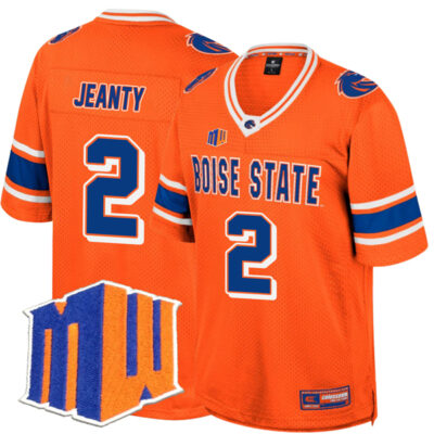 Ashton Jeanty Boise State Broncos Football Orange Colosseum Retro Jersey Jersey w/ MWC Patch - All Stitched