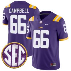 Will Campbell LSU Tigers Football Purple Home Jersey w/ SEC Patch - All Stitched
