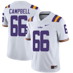 Will Campbell LSU Tigers Football White Away Jersey - All Stitched