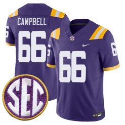 Will Campbell LSU Tigers Football Purple Vapor F.U.S.E Limited Jersey w/ SEC Patch - All Stitched