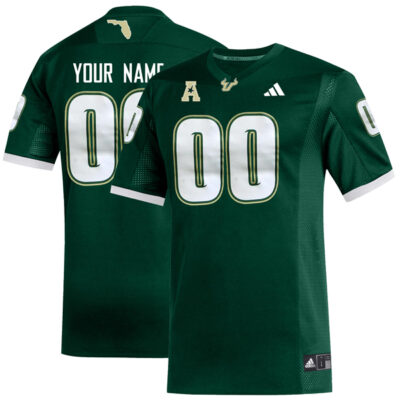 Custom South Florida Bulls Football Green Home Jersey w/ AAC Patch - All Stitched