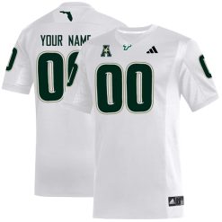 Custom South Florida Bulls Football White Away Jersey w/ AAC Patch - All Stitched