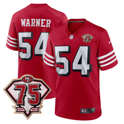 Fred Warner San Francisco 49ers 75th Anniversary Scarlet Alternate Game Jersey - All Stitched
