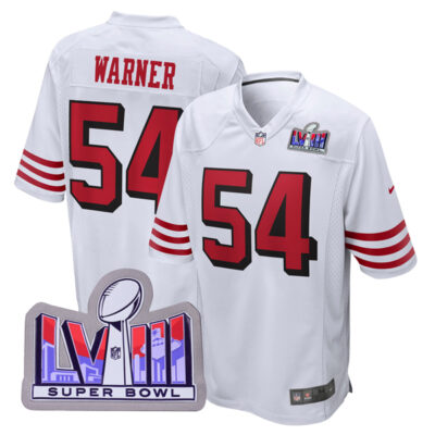 Fred Warner San Francisco 49ers SBLVIII White 2nd Alternate Game Jersey - All Stitched