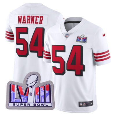 Fred Warner San Francisco 49ers SBLVIII White 2nd Alternate Vapor F.U.S.E Limited Jersey - All Stitched