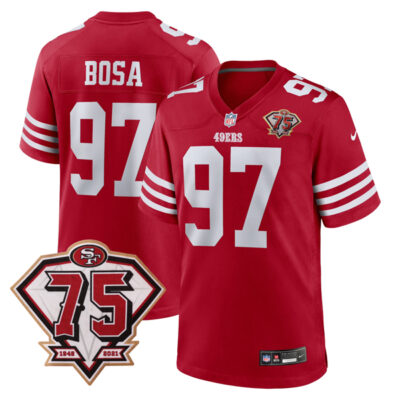 Nick Bosa San Francisco 49ers 75th Anniversary Scarlet Game Jersey - All Stitched
