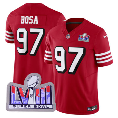 Nick Bosa San Francisco 49ers SBLVIII Scarlet Alternate Vapor F.U.S.E Limited Jersey - All Stitched