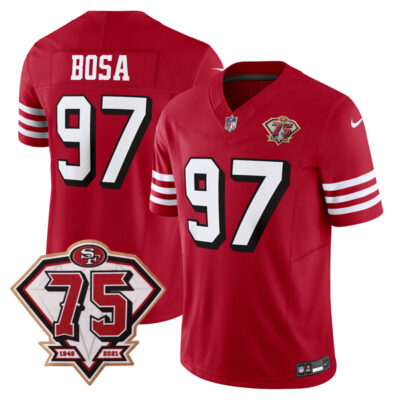 Nick Bosa San Francisco 49ers 75th Anniversary Scarlet Alternate Vapor F.U.S.E Limited Jersey - All Stitched