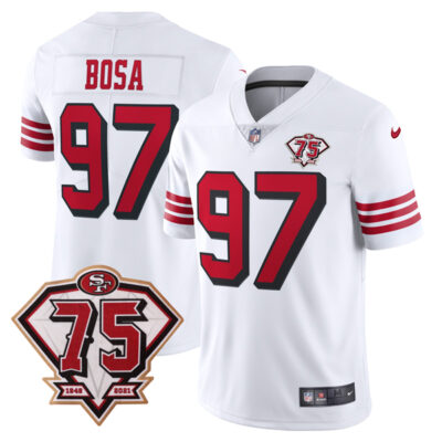 Nick Bosa San Francisco 49ers 75th Anniversary White 2nd Alternate Vapor F.U.S.E Limited Jersey - All Stitched
