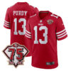 Brock Purdy San Francisco 49ers 75th Anniversary Scarlet Game Jersey - All Stitched