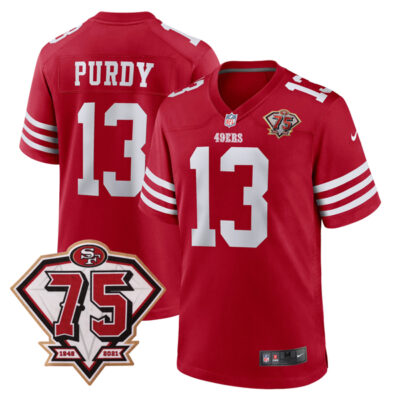 Brock Purdy San Francisco 49ers 75th Anniversary Scarlet Game Jersey - All Stitched