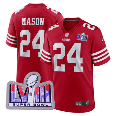 Jordan Mason San Francisco 49ers SBLVIII Scarlet Game Jersey - All Stitched